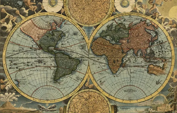 Travel, world map, geography, 1716, Johann Baptist Homann