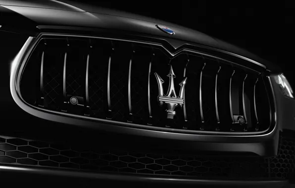 Maserati, logo, close-up, Ghibli, Maserati Ghibli Nrissimo