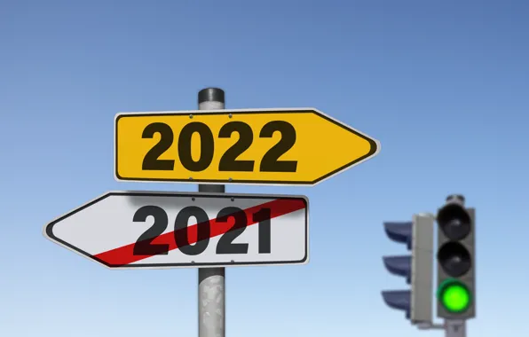 New year, Traffic light, 2022, Green light