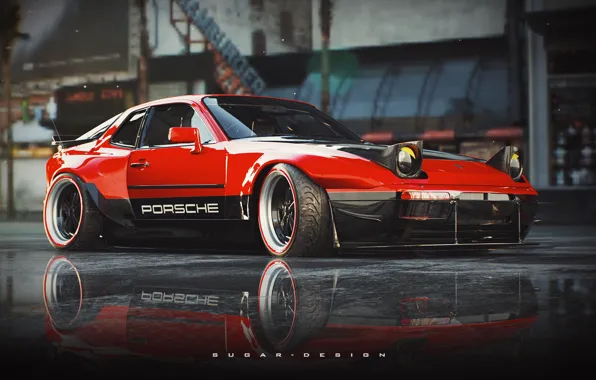 Red, Auto, Porsche, Retro, Machine, Style, Car, Rendering