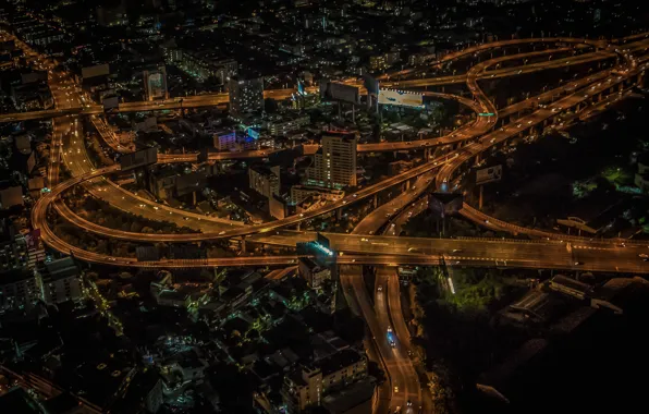 Night, lights, panorama, Thailand, Bangkok