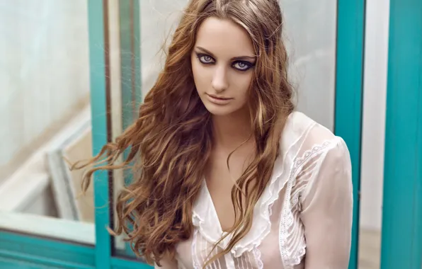 Look, girl, face, frame, portrait, makeup, window, brown hair