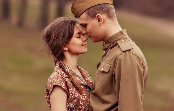 Girl, retro, meeting, soldiers, guy, May 9, pussy, lovers