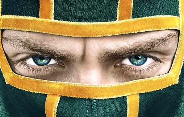 Picture eyes, look, face, the film, mask, kick, kick-ass 2, Aaron Taylor-Johnson