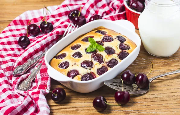 Cherry, cream, cakes, casserole