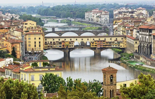 Picture bridge, the city, river, photo, home, Italy