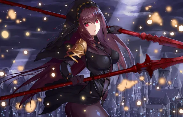 Weapon, anime, asian, manga, japanese, bishojo, spear, seifuku