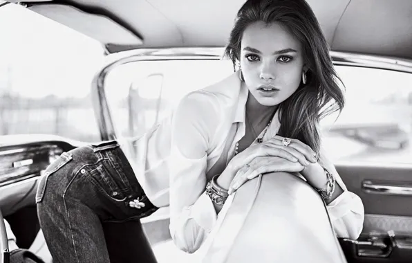 Look, girl, sweetheart, model, jeans, blouse, black and white, beautiful