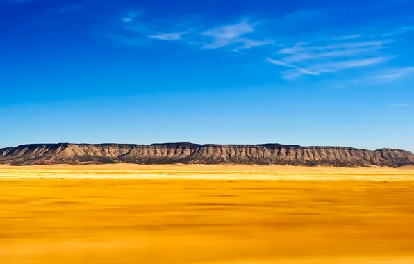 Sand, the sky, desert, plateau