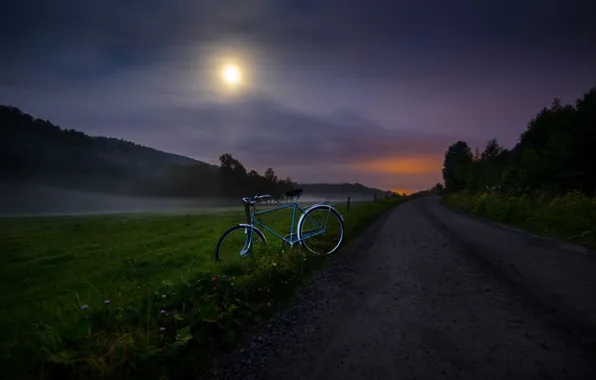 Picture road, night, bike