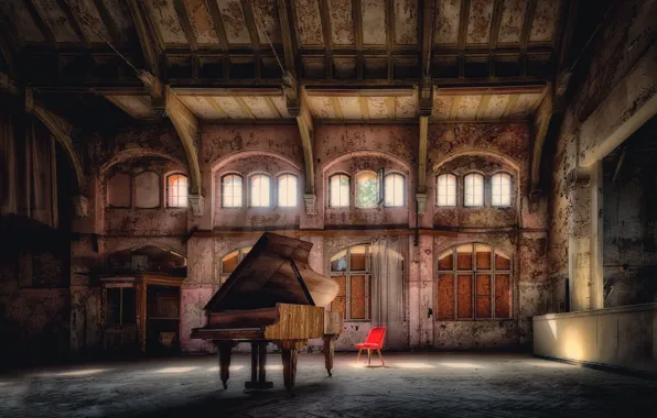Picture music, hall, piano