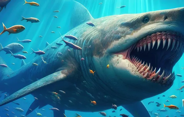 Underwater, ocean, shark, fish