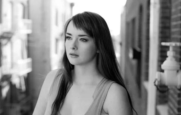 Look, background, wall, actress, balconies, Allie MacDonald, Ellie MacDonald