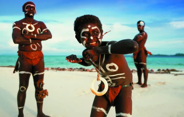 Picture dance, male, aboriginal, Escape to nature, traditional dancers with shell money, Solomon Islands, Malaita province
