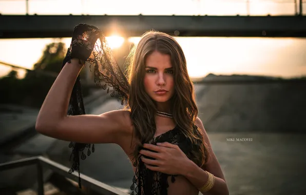 The sun, background, black, makeup, brunette, hairstyle, is, shawl