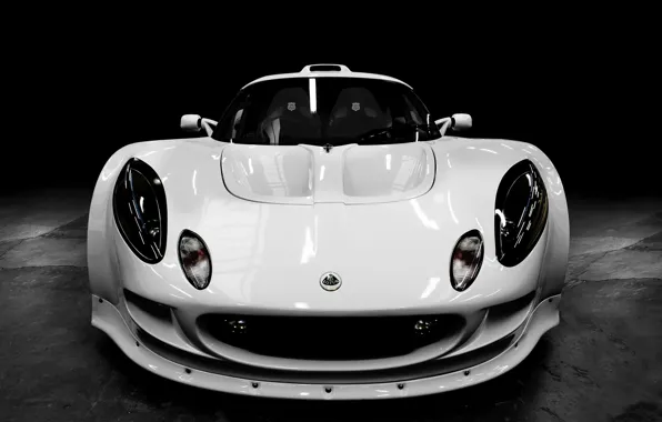 Picture White, The hood, Lotus, Lights, Requires, The front, Sports car, Composit W