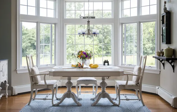 Picture design, style, table, furniture, chairs, window, dining room