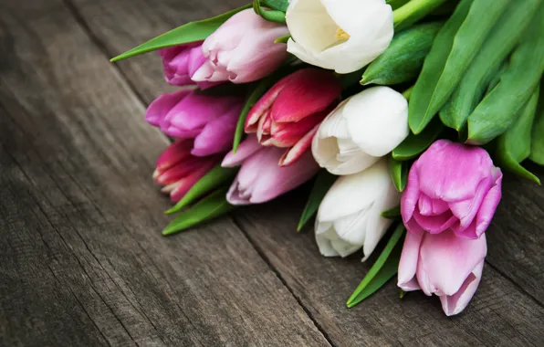 Flowers, bouquet, colorful, tulips, pink, flowers, tulips, spring