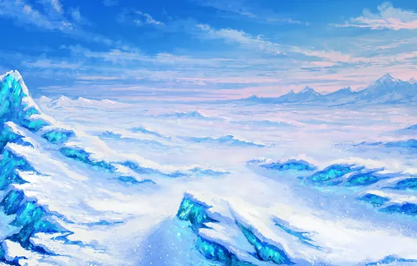 Snow, art, painted landscape
