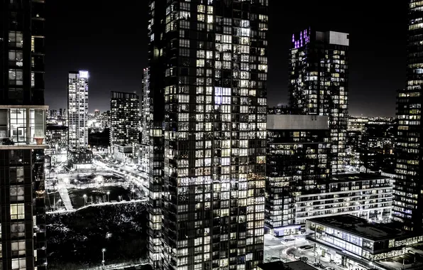 Night, the city, lights, Canada, Toronto, Toronto