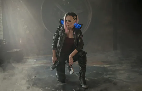 Girl, Cyberpunk 2077, Woman Warrior, Pink Hair
