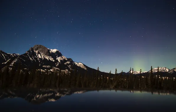 Mountains, Background, Reflection, Starry Night