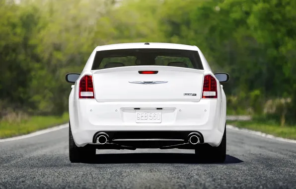 Auto, Road, White, Chrysler, Asphalt, 300c, The trunk