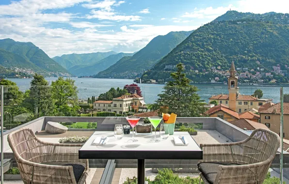 Mountains, the city, coast, home, Italy, Hilton, the hotel, lake Como