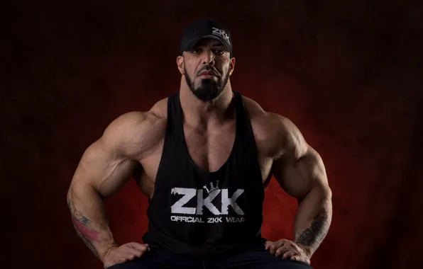 Pose, cap, baseball cap, muscle, muscle, athlete, bodybuilder, biceps