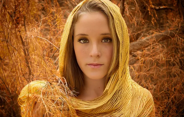 Look, gold, portrait, freckles