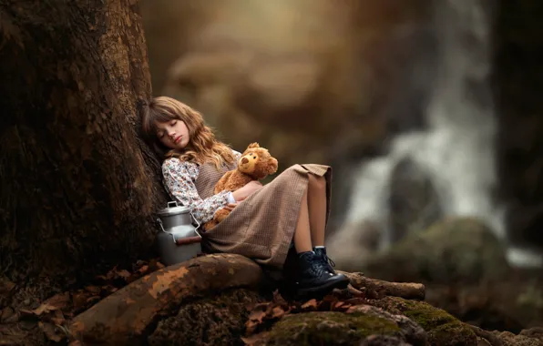 Picture forest, toy, girl, Carmen Gabaldon