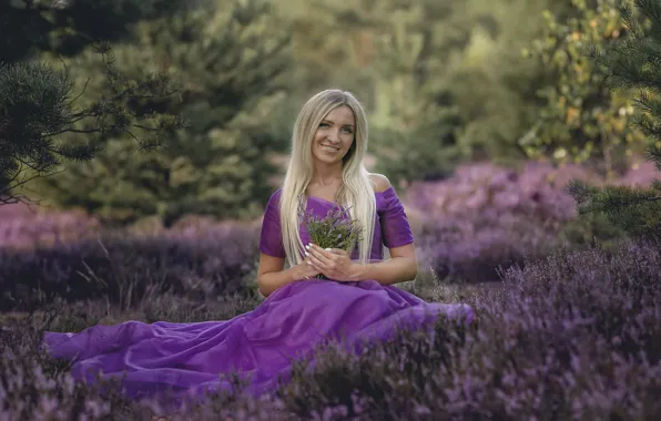 Summer, girl, flowers, nature