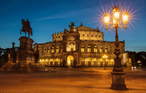 Picture night, the city, lights, the building, Germany, Dresden, area, lights