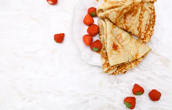 Berries, strawberry, pancakes