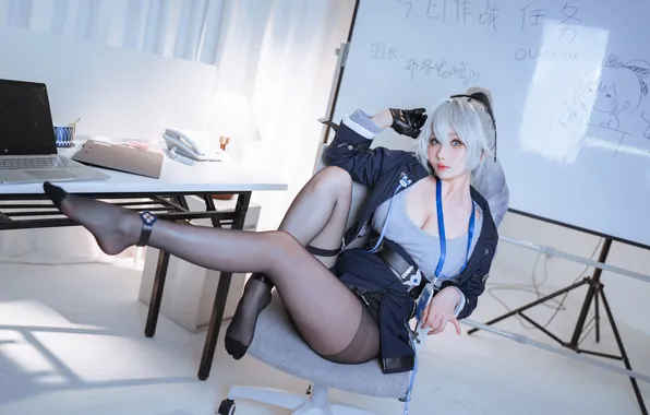 Picture cleavage, Asian, model, women, cosplay, Bronya Zaychik, office girl, Rioko Cosplay