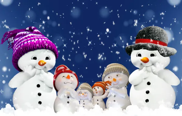 Smile, Christmas, New year, Snowmen