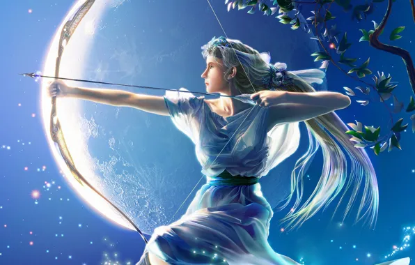 The moon, figure, bow, Sagittarius