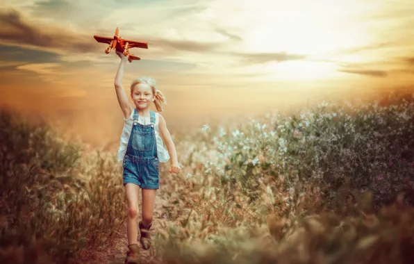 Light, girl, the plane