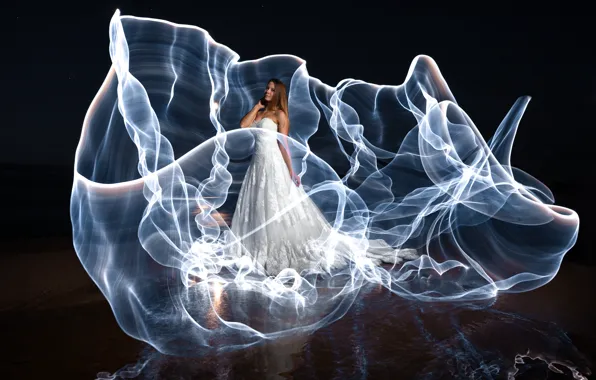 Picture white, look, water, girl, light, line, pose, style