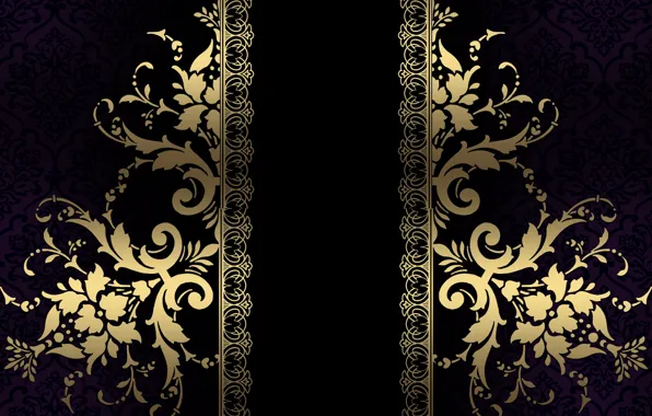 Picture background, gold, pattern, black, texture, ornament