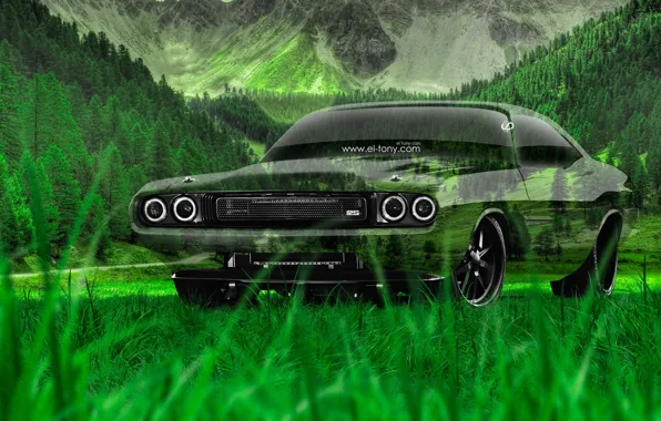 Nature, Auto, Design, Mountains, Grass, Machine, Challenger, Dodge