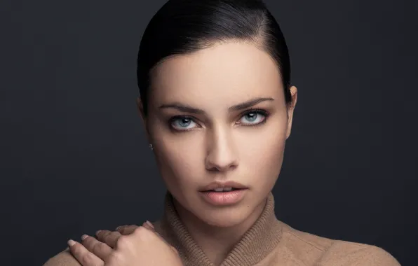 Picture look, girl, face, lips, Adriana Lima, sweater