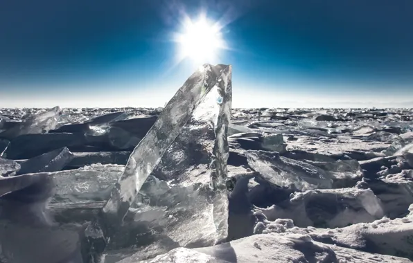 Ice, the sun, nature, Baikal, Russia, journey, heritage, diamond