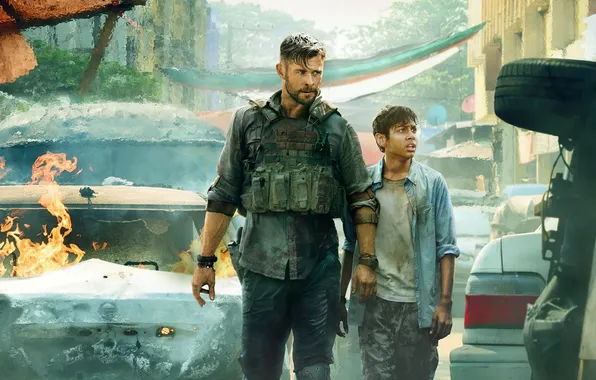 The film, frame, action, Chris Hemsworth, Chris Hemsworth, Extraction, Tyler Rake: Rescue Operation, Rudhraksh Jaiswal