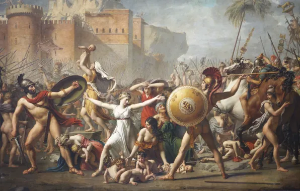 Picture, painting, Jacques-Louis David, 1799, The abduction of the Sabine women, Jacques-Louis David, Sabine women, …