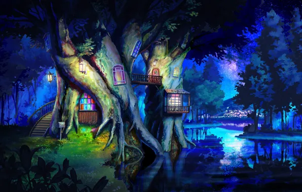 Picture trees, landscape, home, landscape