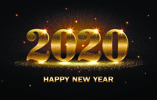 The inscription, New year, stars, 2020