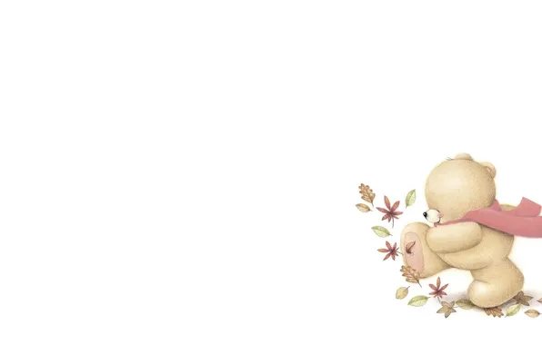Autumn, leaves, mood, art, bear, children's, Forever Friends Deckchair bear