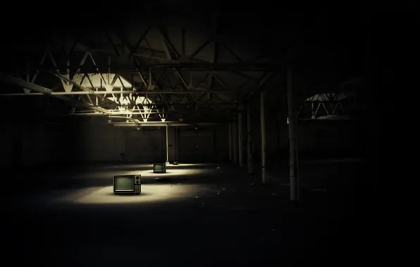 Picture minimalism, hangar, the dark background
