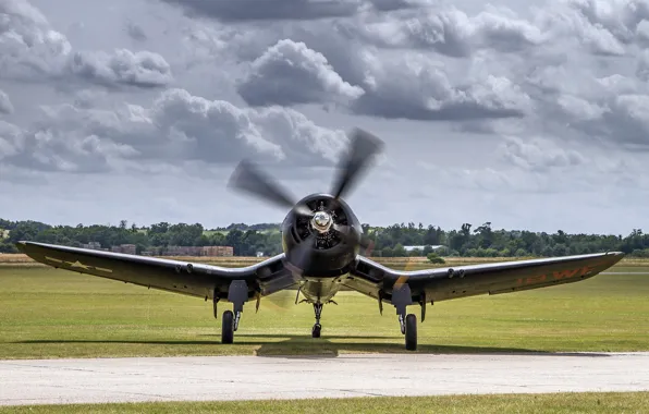 Picture fighter, the airfield, Corsair, F4U, "Le Corsaire"